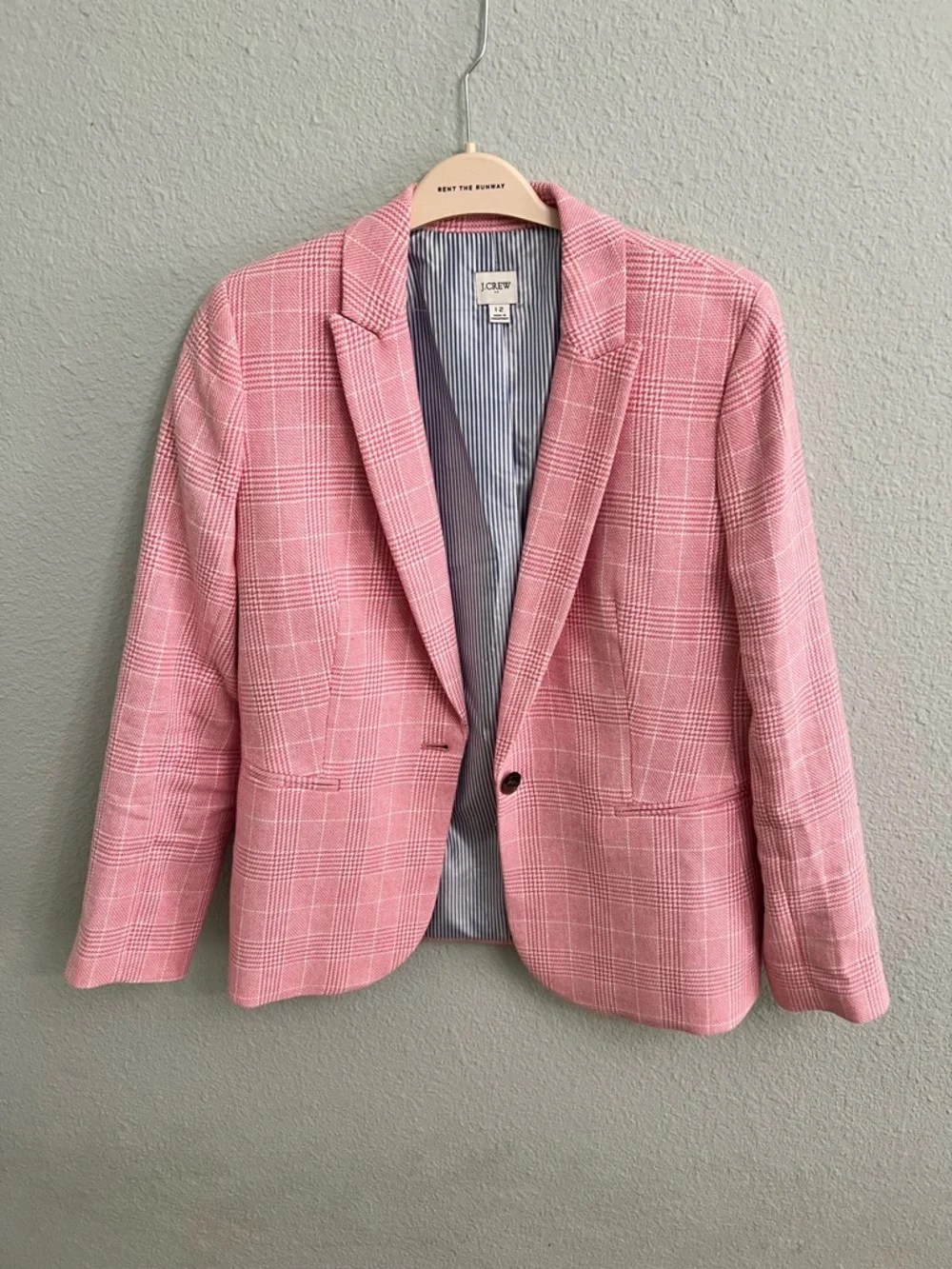 J. Crew Light Pink Plaid Single-Button Blazer - Picture 2 of 4